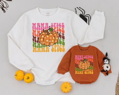 Retro Halloween Pumpkin Spice Matching Family Mama & Mini Sweaters