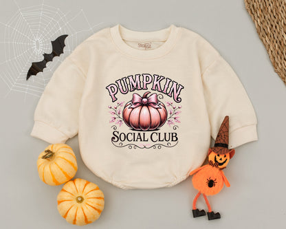 Girly Pink Pumpkin Baby Romper - First Halloween Outfit for Girls