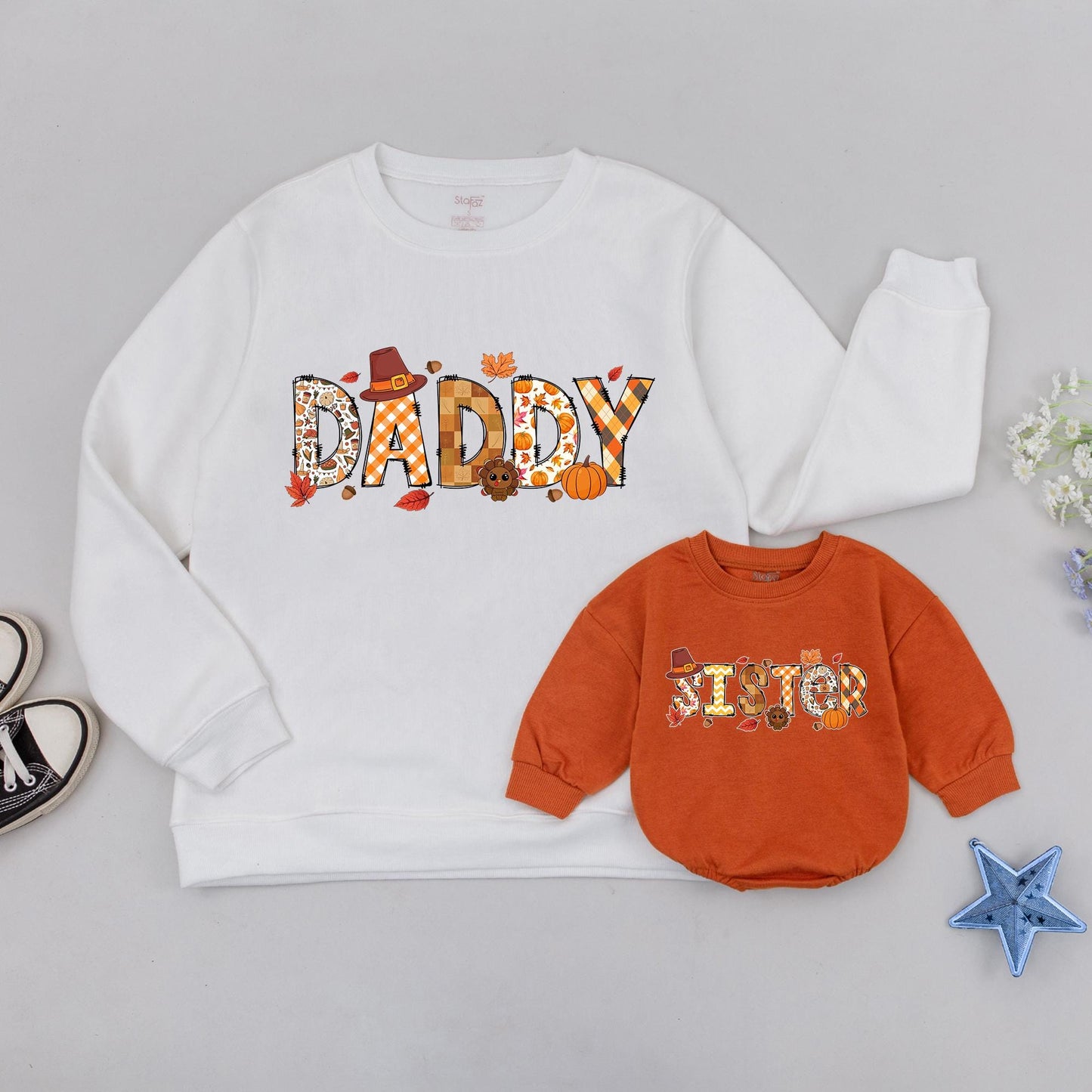 Matching Pumpkin Sweatshirts: Mama & Mini, Fall Family Outfits