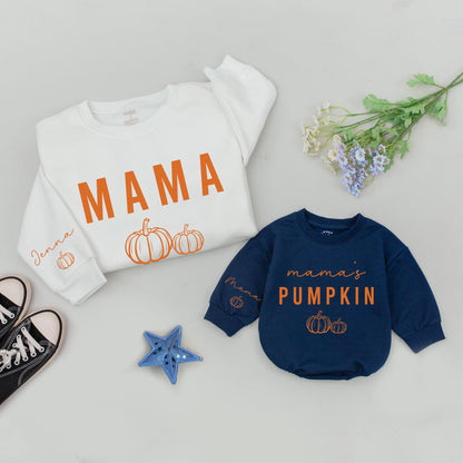Mama & Mini Pumpkin Sweatshirt Set - Retro Fall Thanksgiving Outfit