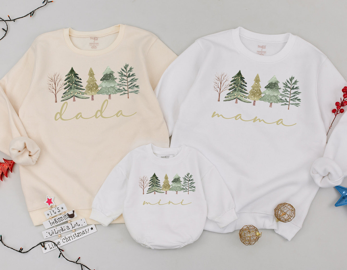 Matching Family Christmas Sweatshirts & Romper: Holiday Outfit Gift