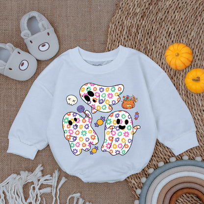 Halloween Ghost Baby Romper, First Halloween Outfit, Cute Spooky Season Baby Clothes, Floral Ghost Design, Infant Gift