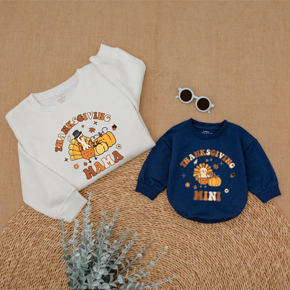 Cozy Thanksgiving Mommy and Me Sweatshirt Set: Fall Family Outfit