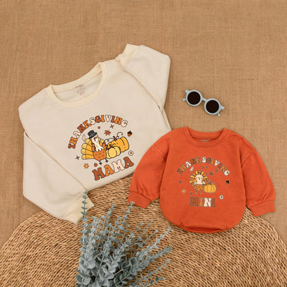 Cozy Thanksgiving Mommy and Me Sweatshirt Set: Fall Family Outfit