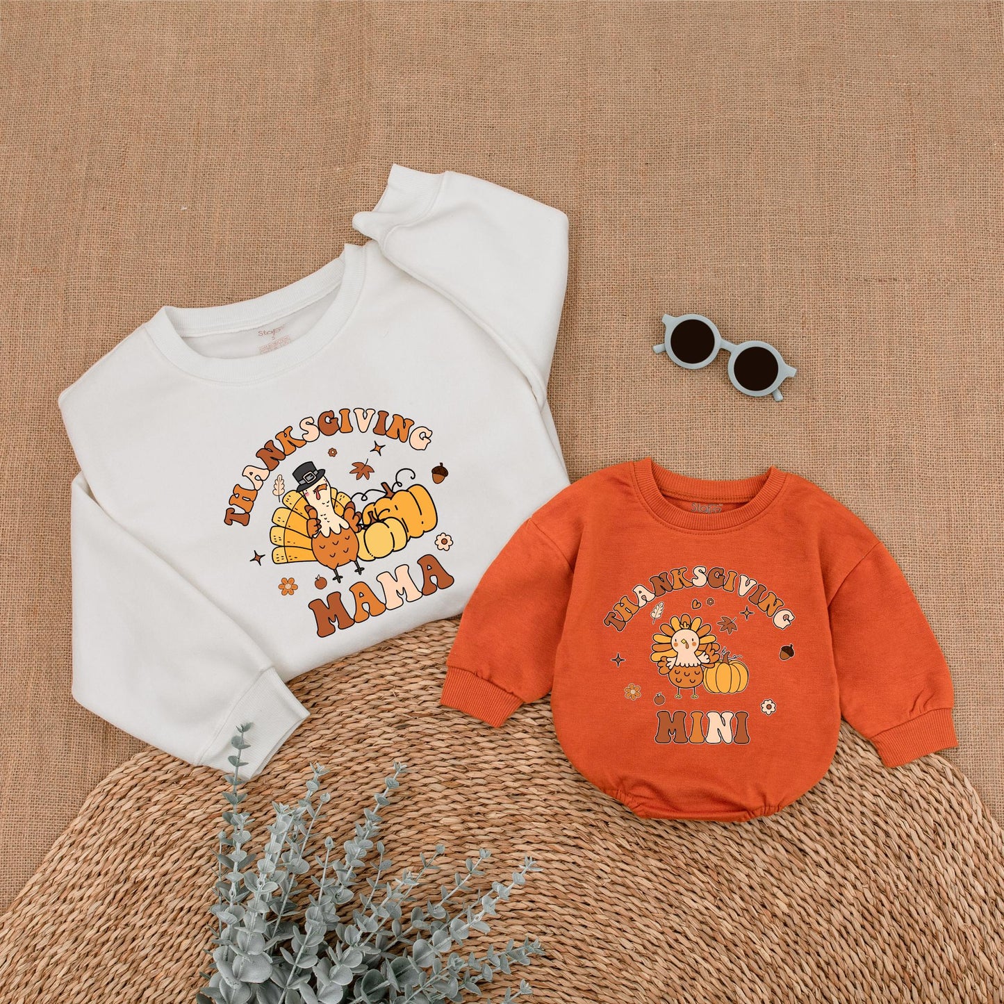 Cozy Thanksgiving Mommy and Me Sweatshirt Set: Fall Family Outfit