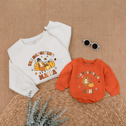 Cozy Thanksgiving Mommy and Me Sweatshirt Set: Fall Family Outfit