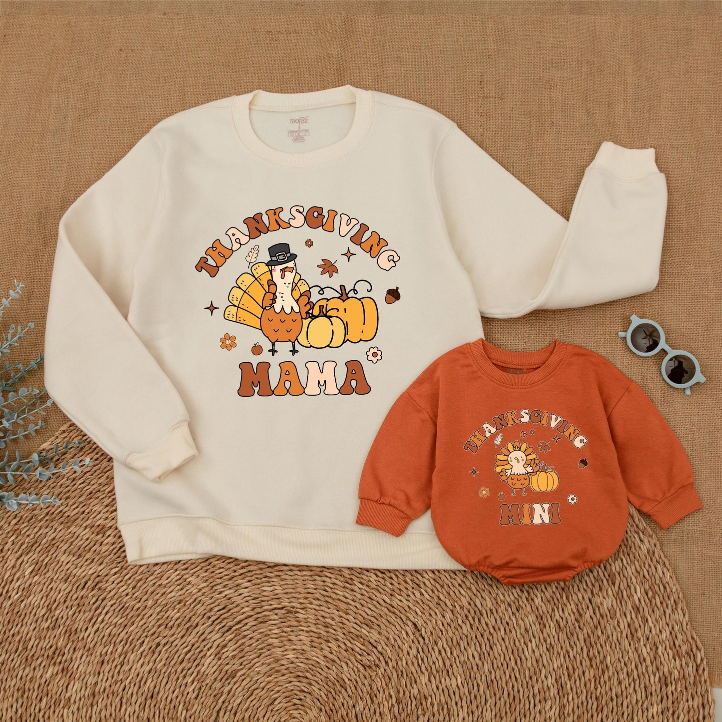 Cozy Thanksgiving Mommy and Me Sweatshirt Set: Fall Family Outfit