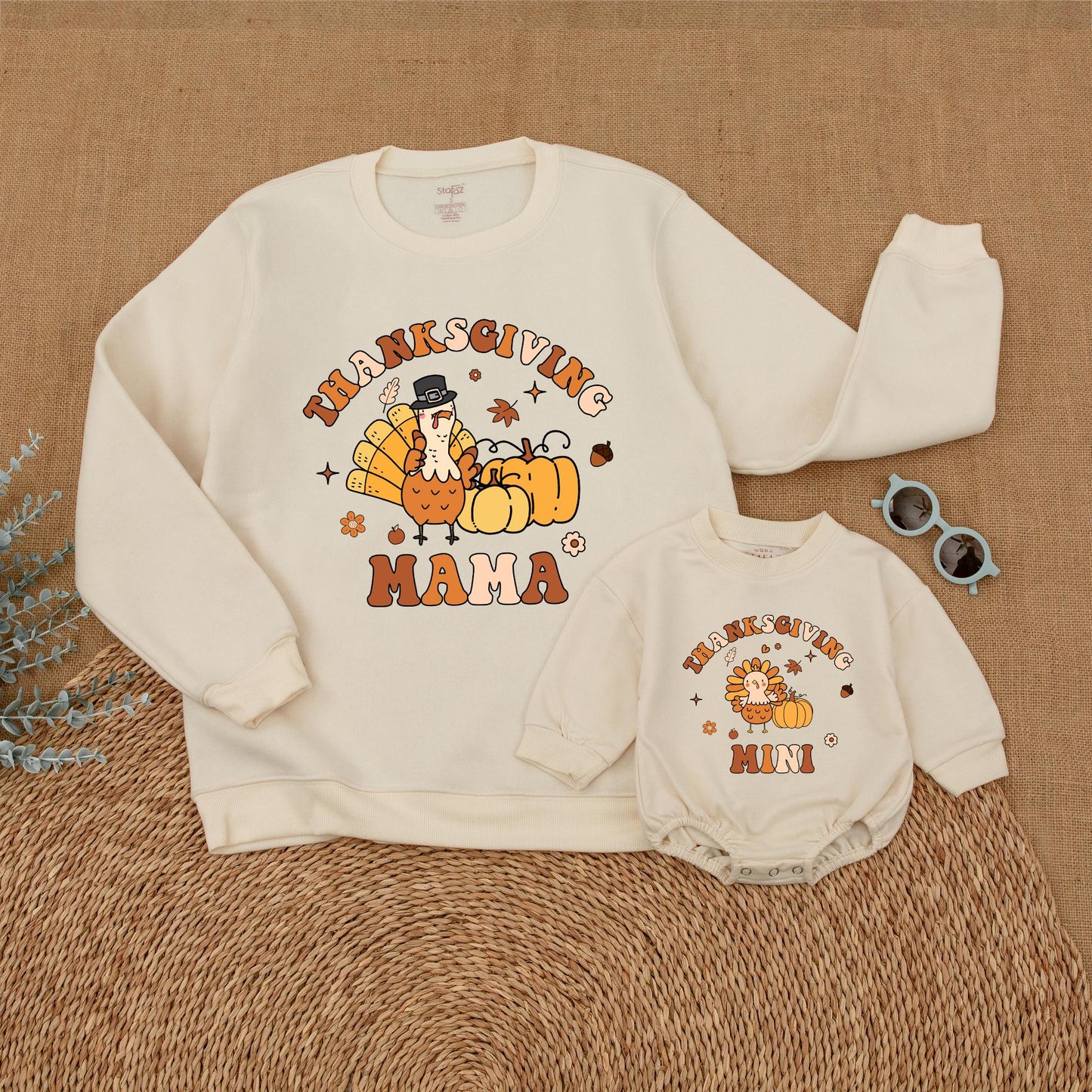 Cozy Thanksgiving Mommy and Me Sweatshirt Set: Fall Family Outfit