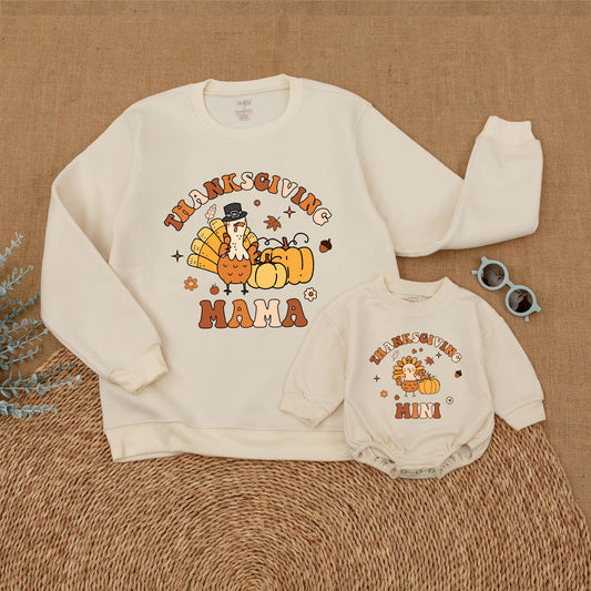 Cozy Thanksgiving Mommy and Me Sweatshirt Set: Fall Family Outfit