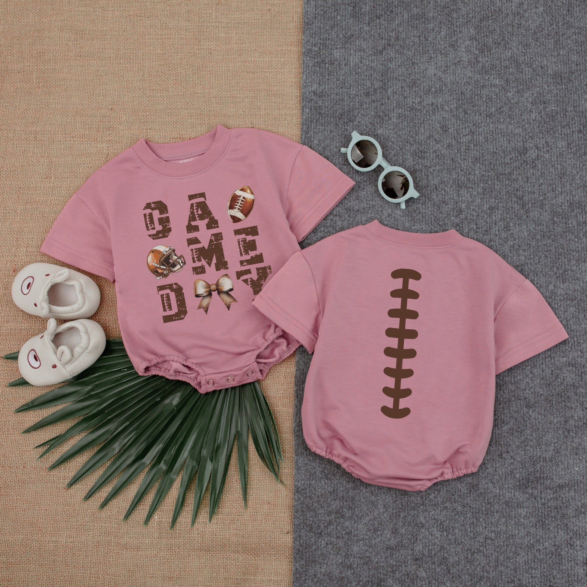 Football Game Day Romper: Baby Birthday Outfit, Sports, Short Sleeve