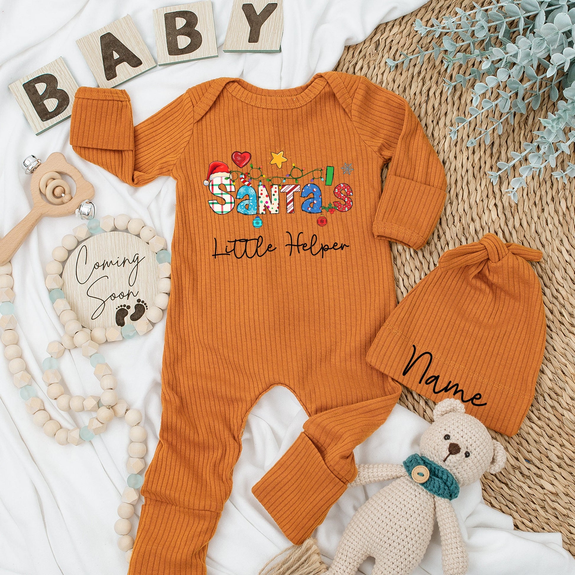 Santa's Little Helper Retro Christmas Romper for Baby Boys & Girls Soft Newborn Outfit Cute First Christmas Gift