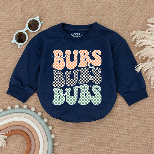 Baby's First Halloween Bubble Romper Orange Black Green Checkered Sissy Bubs Bat Costume Infant Gift