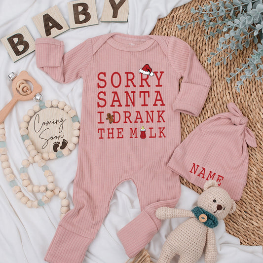 Santa, I Drank the Milk Romper - Cozy Christmas Baby Bodysuit