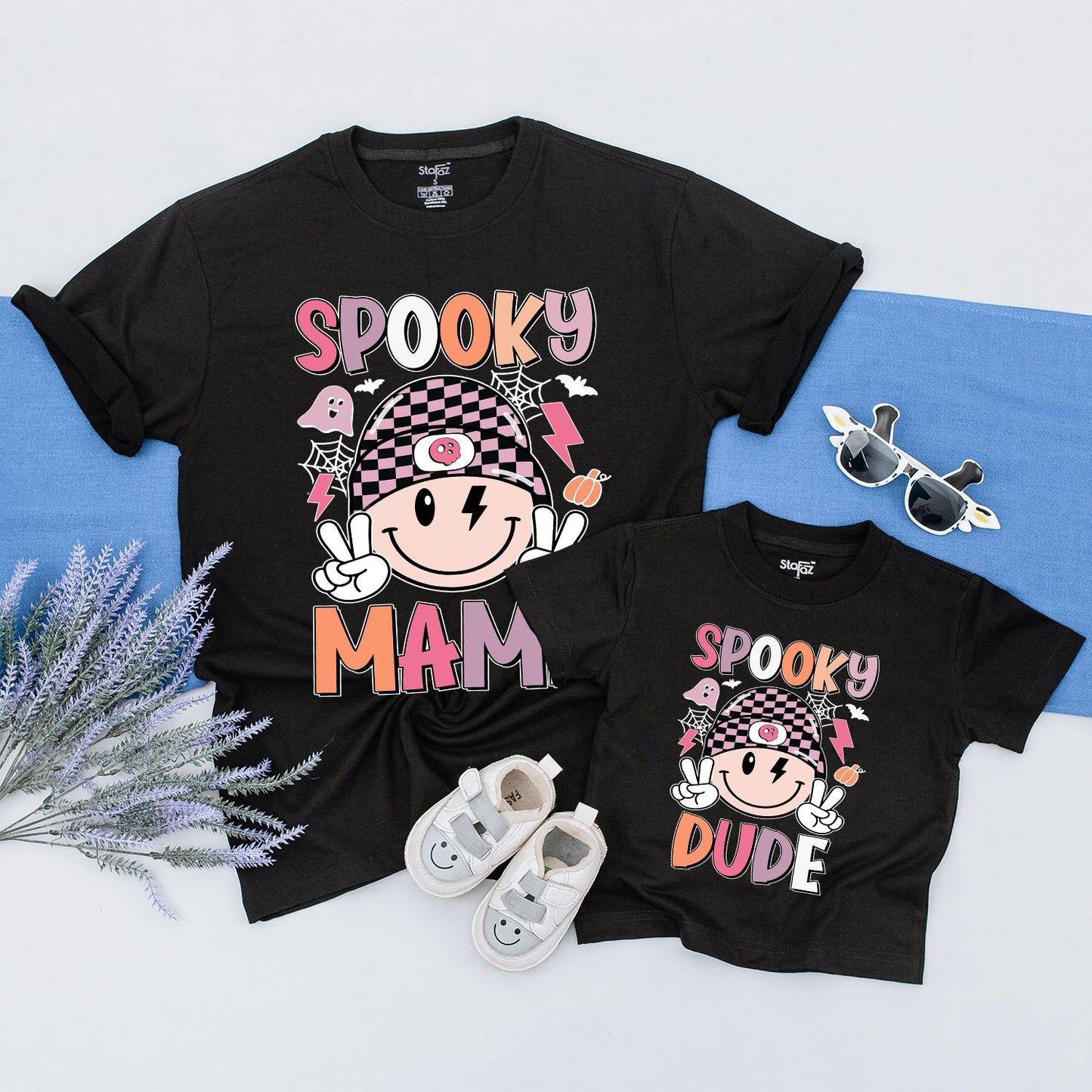 Retro Ghost Halloween Shirt Set: Family & First Birthday Matching Tee