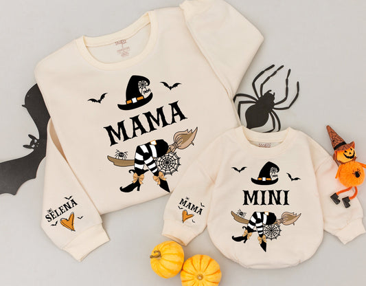 Matching Witchy Halloween Sweatshirts for Mom & Baby Gift Set