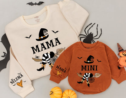 Matching Witchy Halloween Sweatshirts for Mom & Baby Gift Set