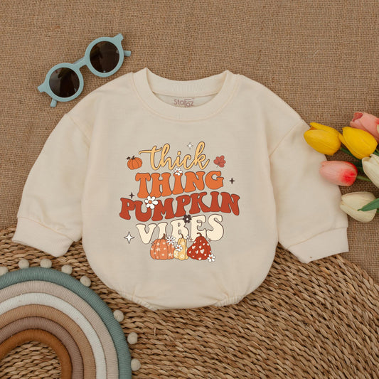 Pumpkin Vibes Romper: Thanksgiving Baby Outfit, Fall Baby Gift