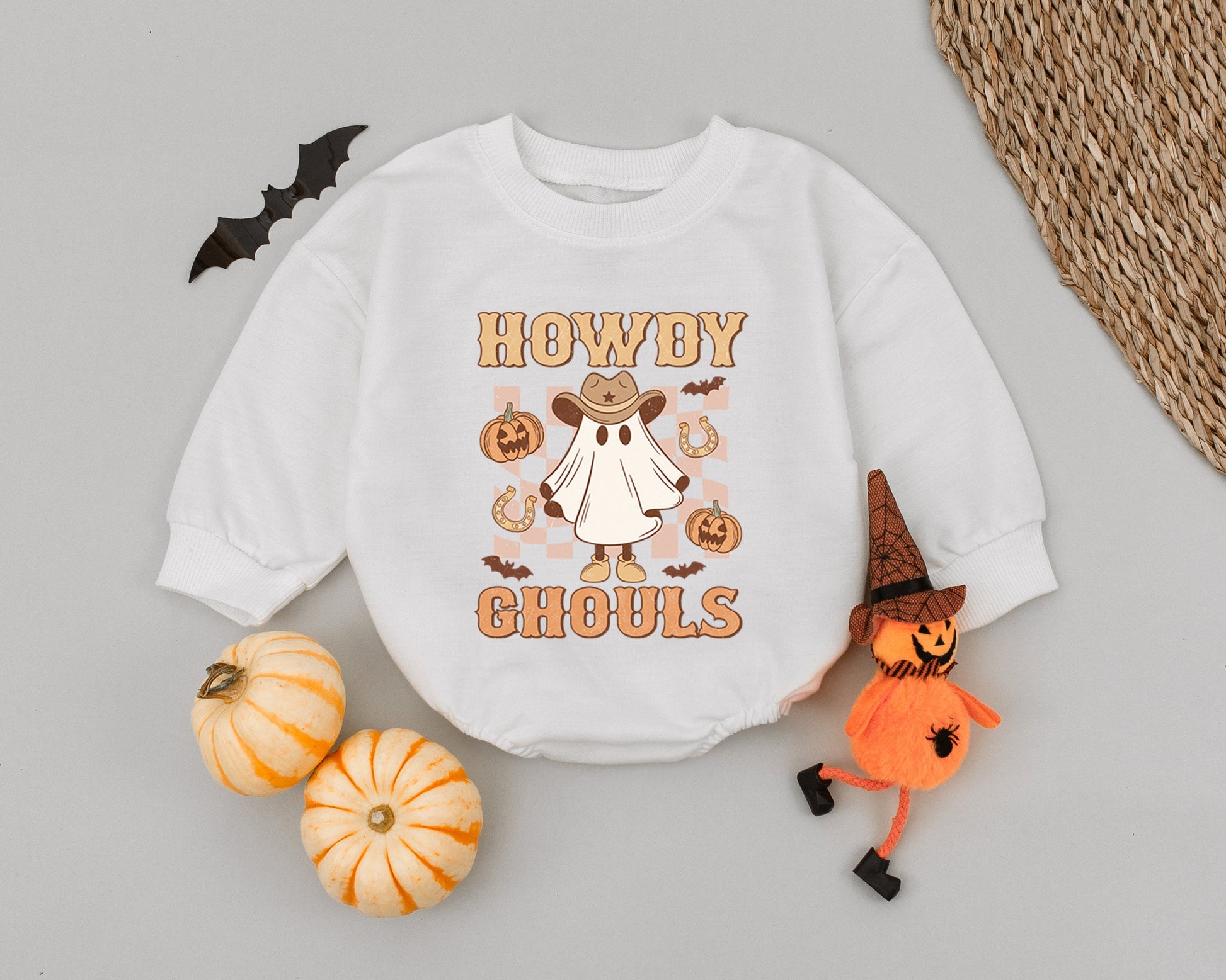 Retro Western Ghost Bodysuit for Baby's First Halloween Outfit