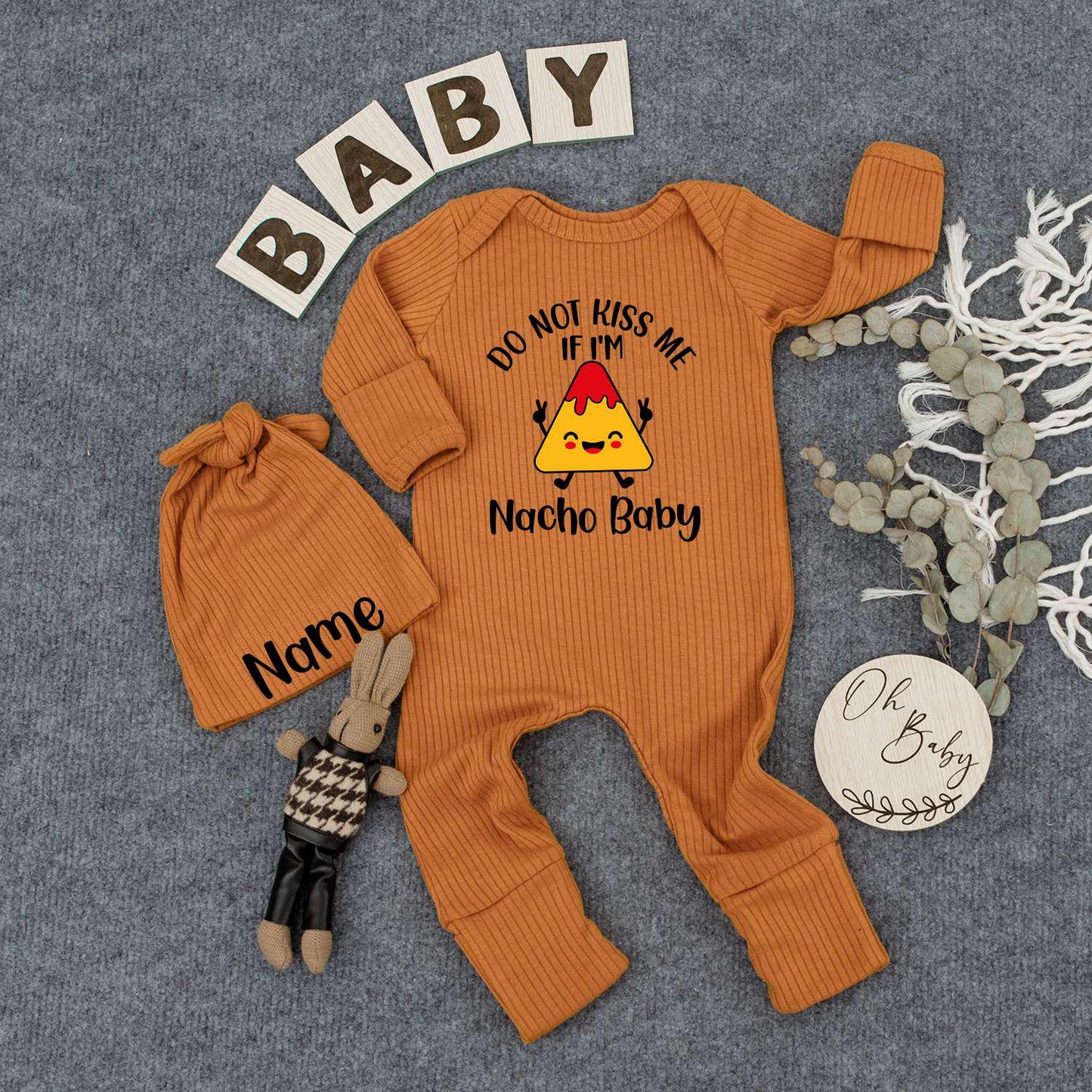 Nacho Baby Bodysuit Hat Pregnancy Announcement Gender Neutral Baby Shower Gift Cute Newborn Outfit Natural Coming Soon Clothes