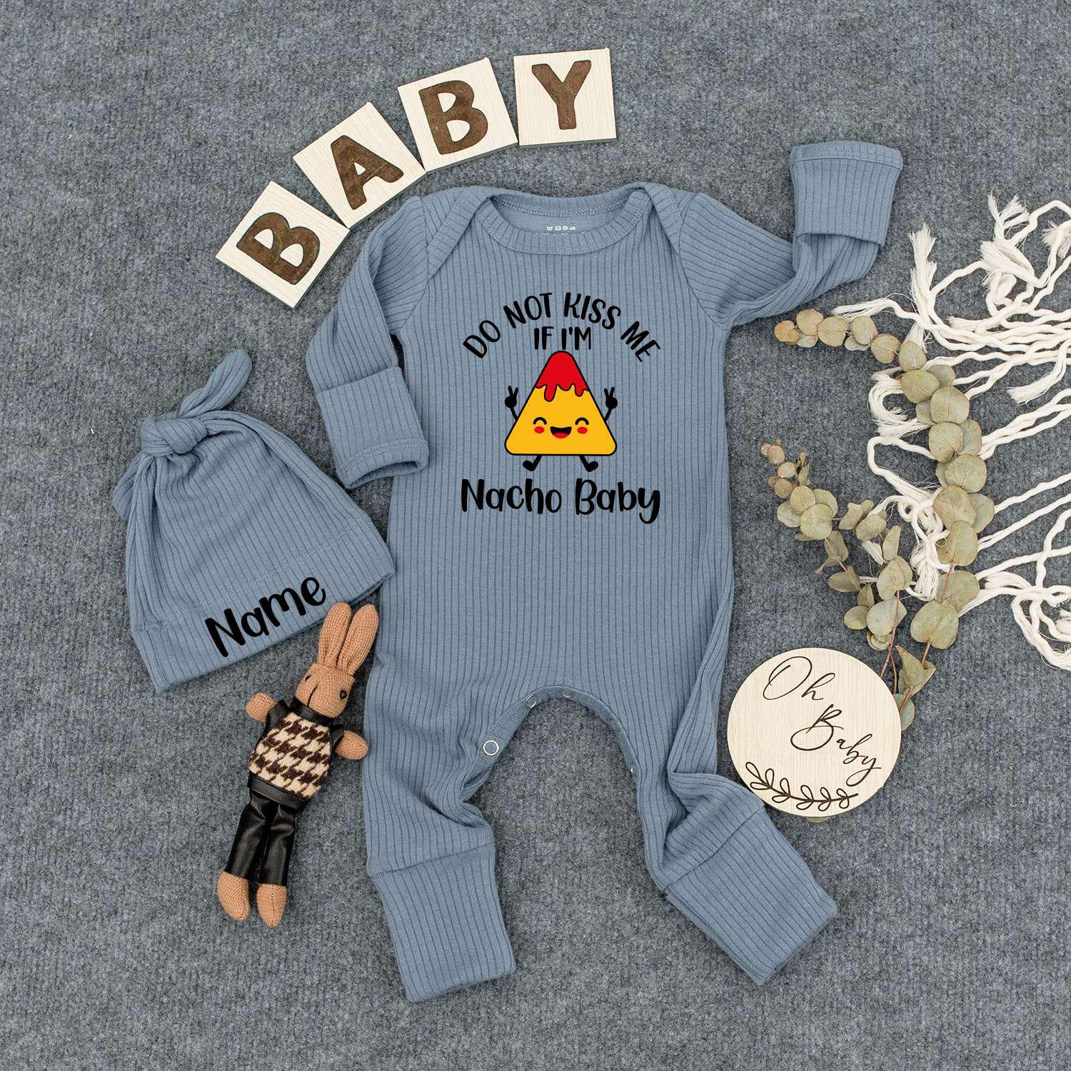 Nacho Baby Bodysuit Hat Pregnancy Announcement Gender Neutral Baby Shower Gift Cute Newborn Outfit Natural Coming Soon Clothes