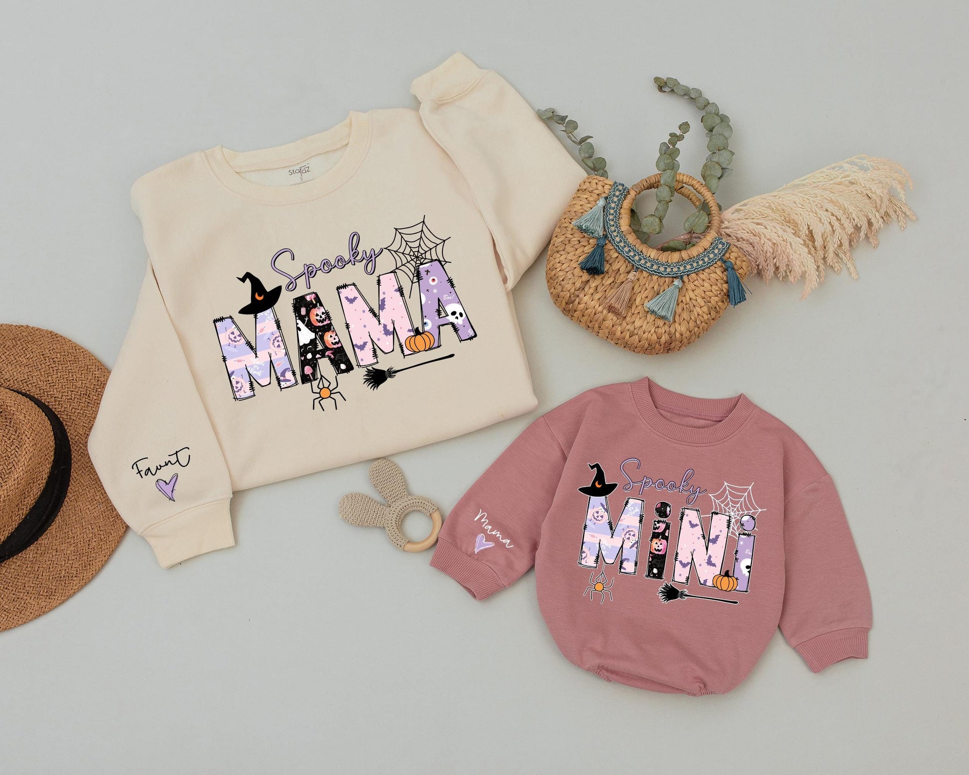 Vintage Halloween Mommy & Me Custom Sweatshirts – Spooky Matching Set