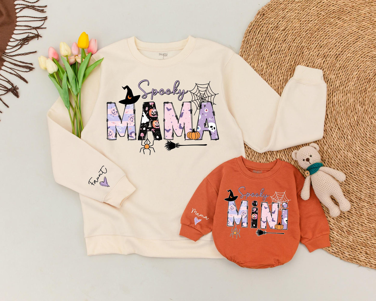 Vintage Halloween Mommy & Me Custom Sweatshirts – Spooky Matching Set