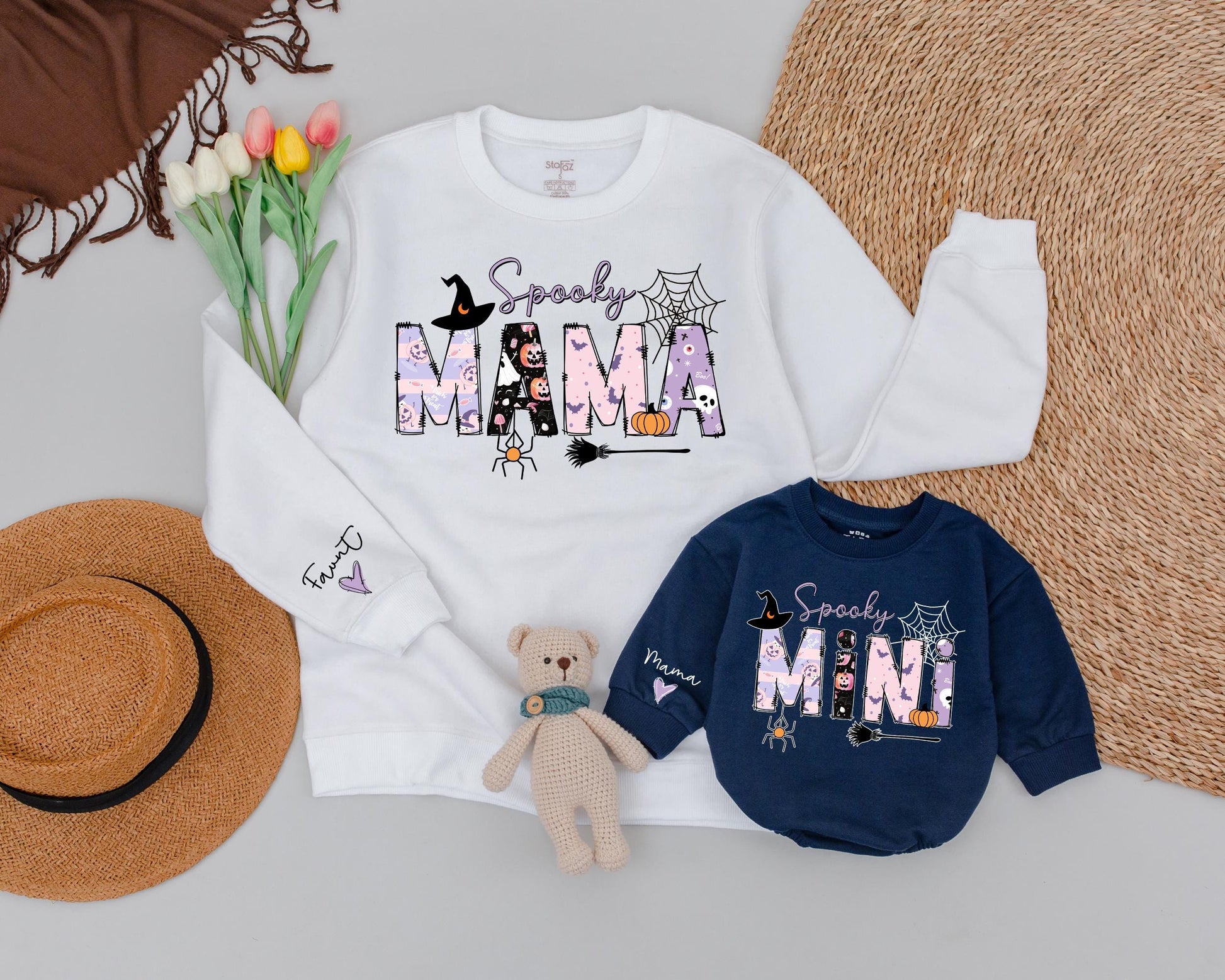 Vintage Halloween Mommy & Me Custom Sweatshirts – Spooky Matching Set