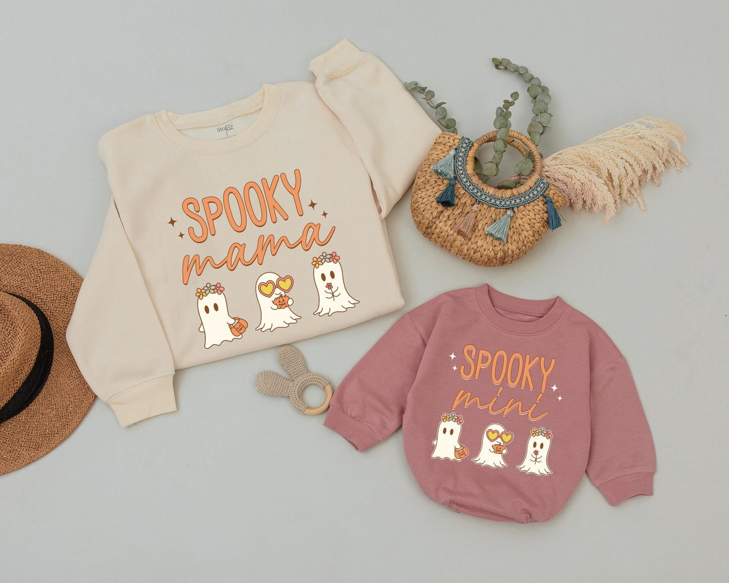 Retro Halloween Mommy & Me Outfits: Spooky Mama & Mini Sweatshirts