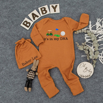 Golf Baby Bodysuit & Hat Set, Gender Neutral Newborn Shower Gift