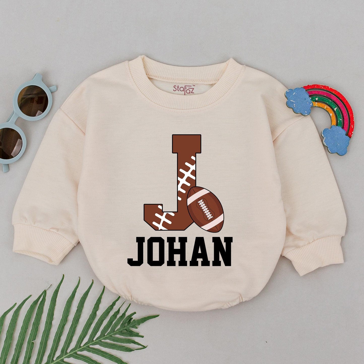 Custom Baby Name Football Romper – Game Day Outfit for Boys & Girls