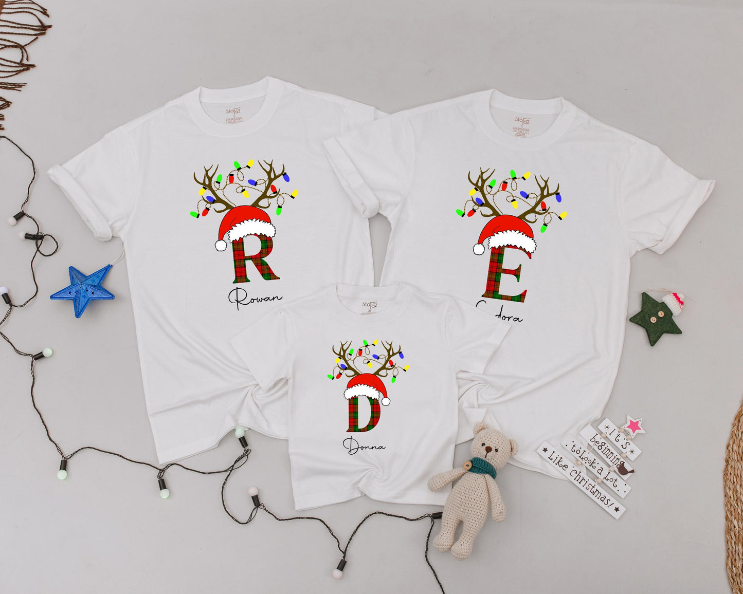 Personalized Vintage Christmas Shirts: Matching Family Monogram Tees