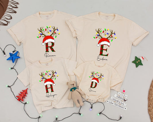 Personalized Vintage Christmas Shirts: Matching Family Monogram Tees