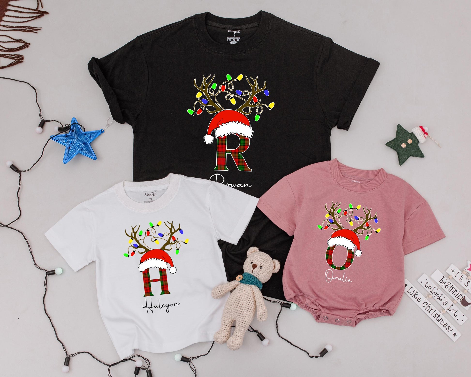 Personalized Vintage Christmas Shirts: Matching Family Monogram Tees