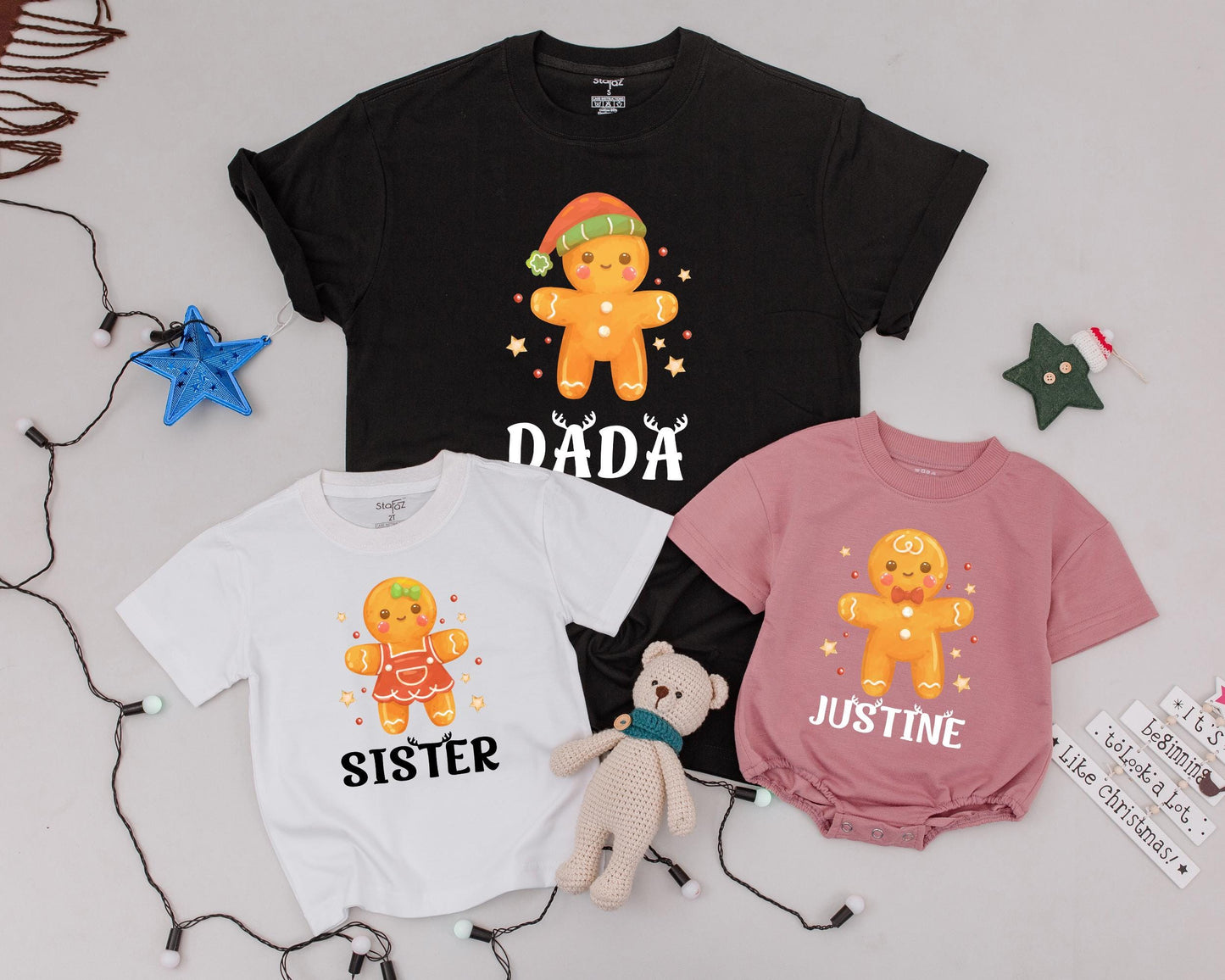 Custom Vintage Christmas Shirts, Matching Family Outfits, Gingerbread