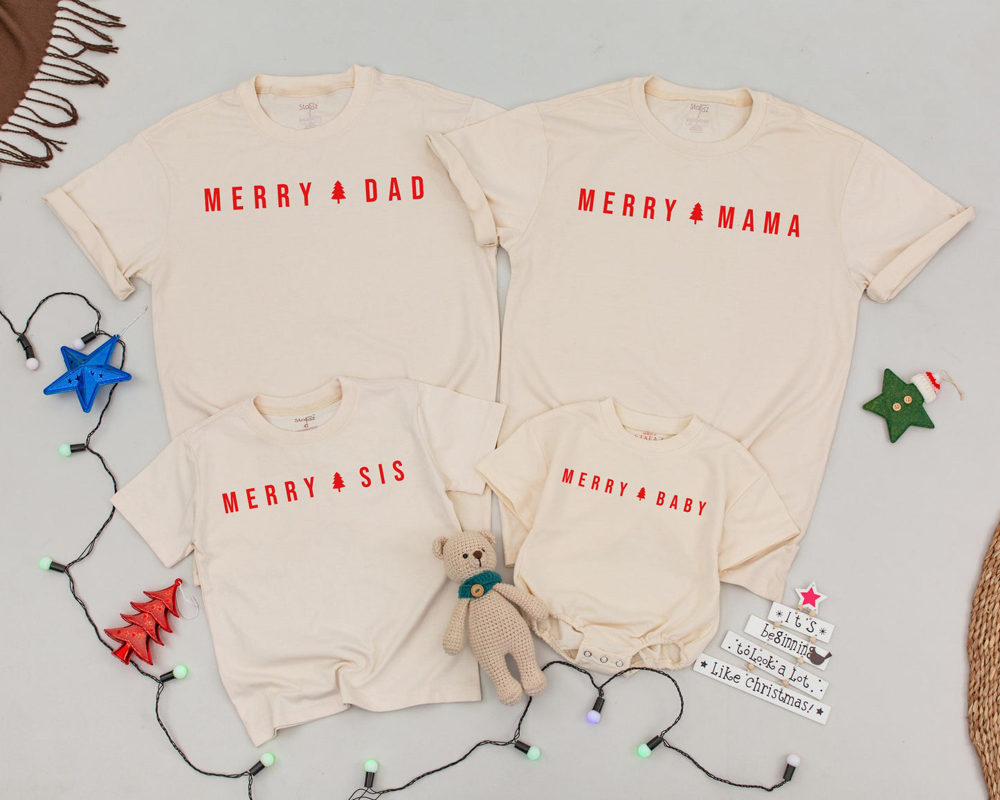 Festive Family Matching Shirts: Vintage Christmas & Gingerbread Theme  