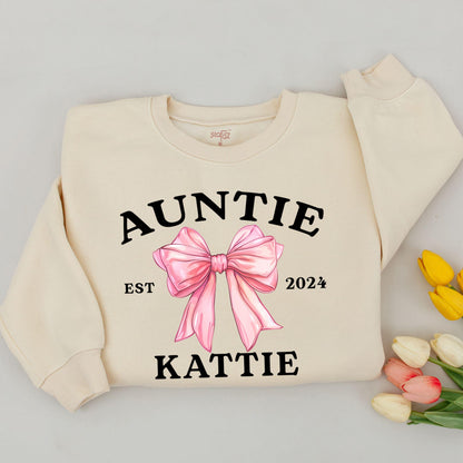 Custom Auntie Sweatshirt with Name - Perfect Baby Shower Gift 