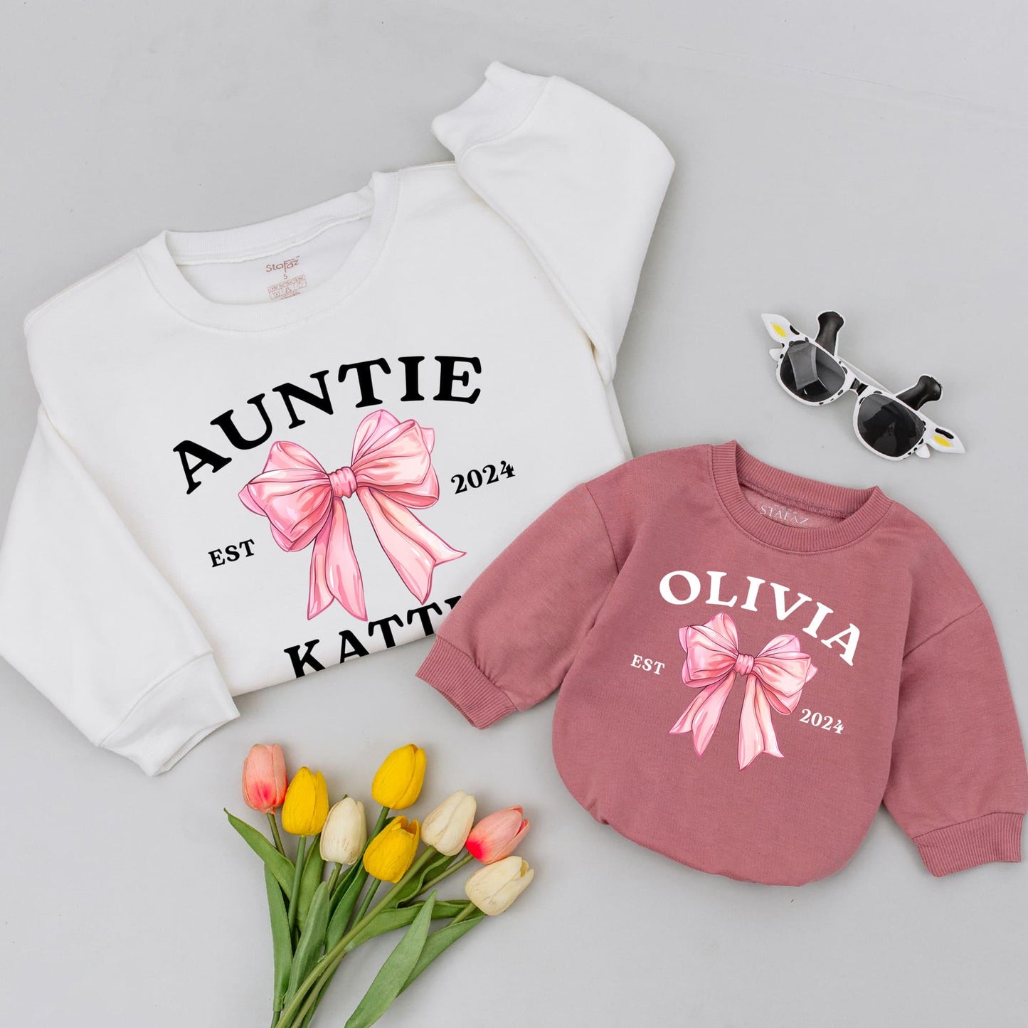 Custom Auntie Sweatshirt with Name - Perfect Baby Shower Gift 