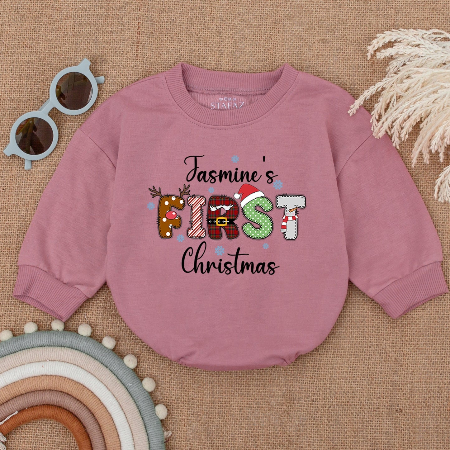 Baby’s First Christmas Custom Bodysuit, Bubble Romper, Gift Outfit