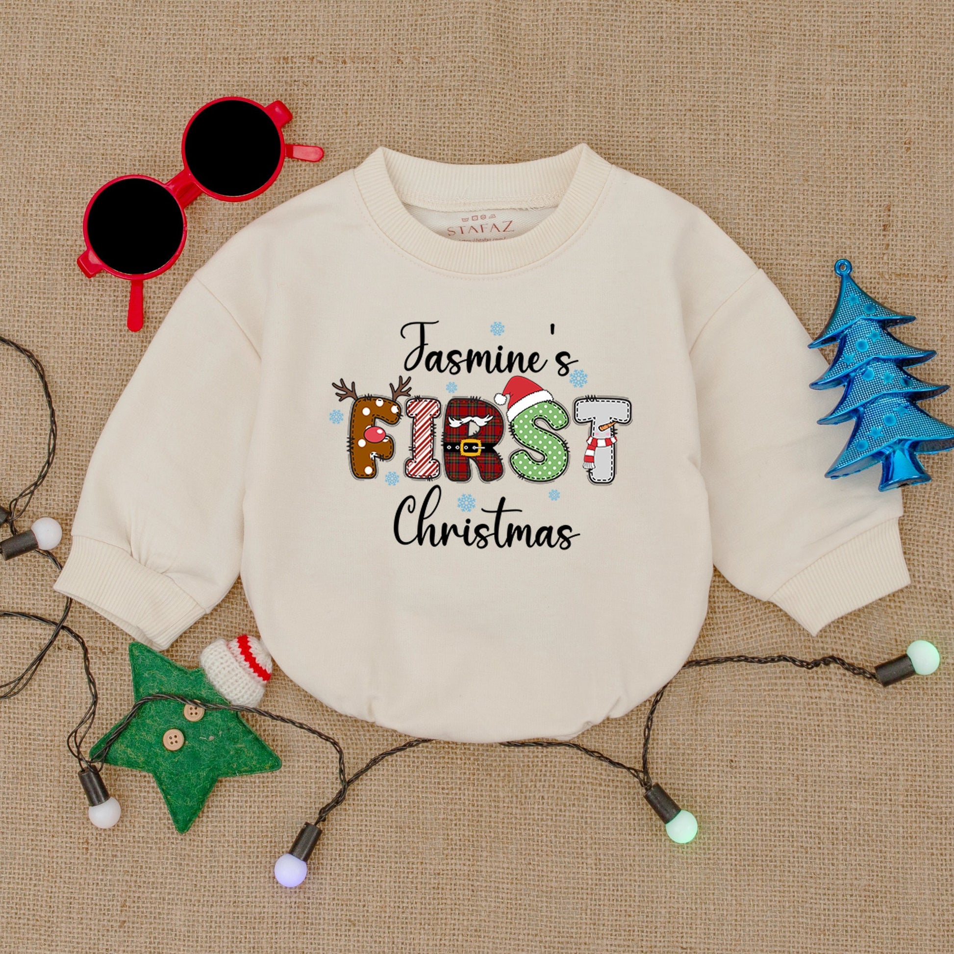 Baby’s First Christmas Custom Bodysuit, Bubble Romper, Gift Outfit