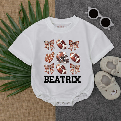 Football Baby Romper with Bow: Gameday Outfit for Infants