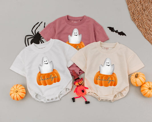 Custom Jacelyn Cute Boo Baby Romper, Halloween Ghost Bodysuit, Fall Baby Outfit, Little Boo Bubble Romper, Baby Shower Gift (138 chars)