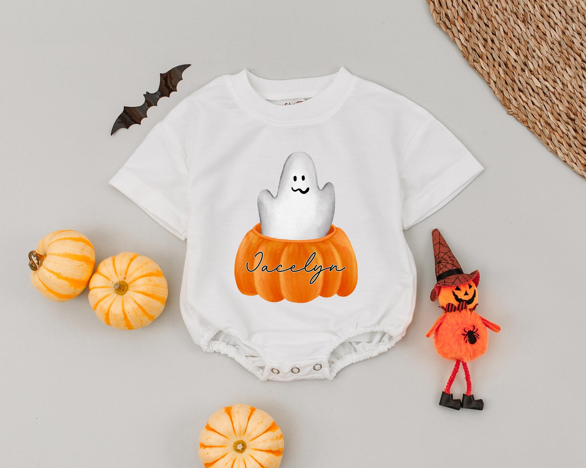 Custom Jacelyn Cute Boo Baby Romper, Halloween Ghost Bodysuit, Fall Baby Outfit, Little Boo Bubble Romper, Baby Shower Gift (138 chars)