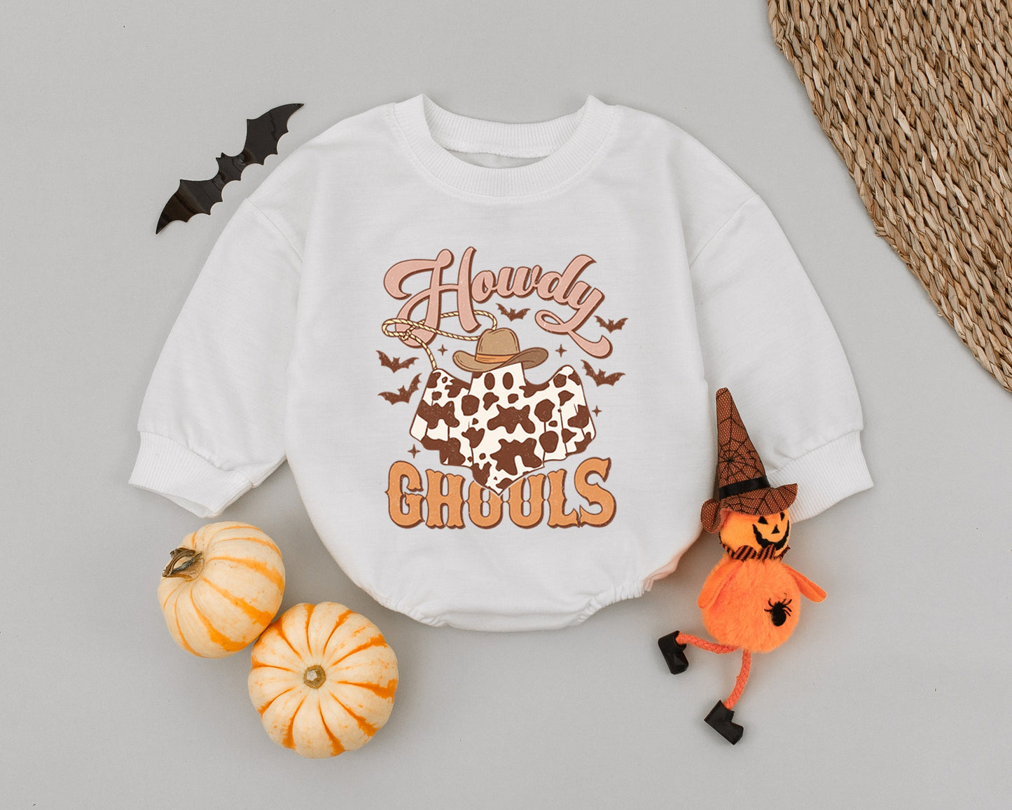 Retro Howdy Ghoul Romper: First Halloween Baby Country Costume
