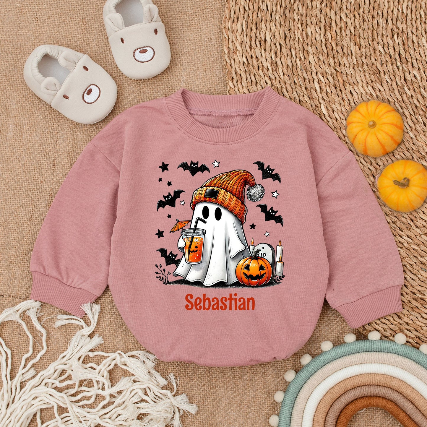 Spooky Ghost Pumpkin Romper: Cute Halloween Outfit for Babies