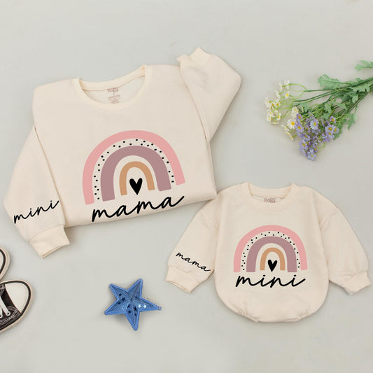 Mama and Mini Fall Rainbow Sweaters, Family Matching Pumpkin Gift