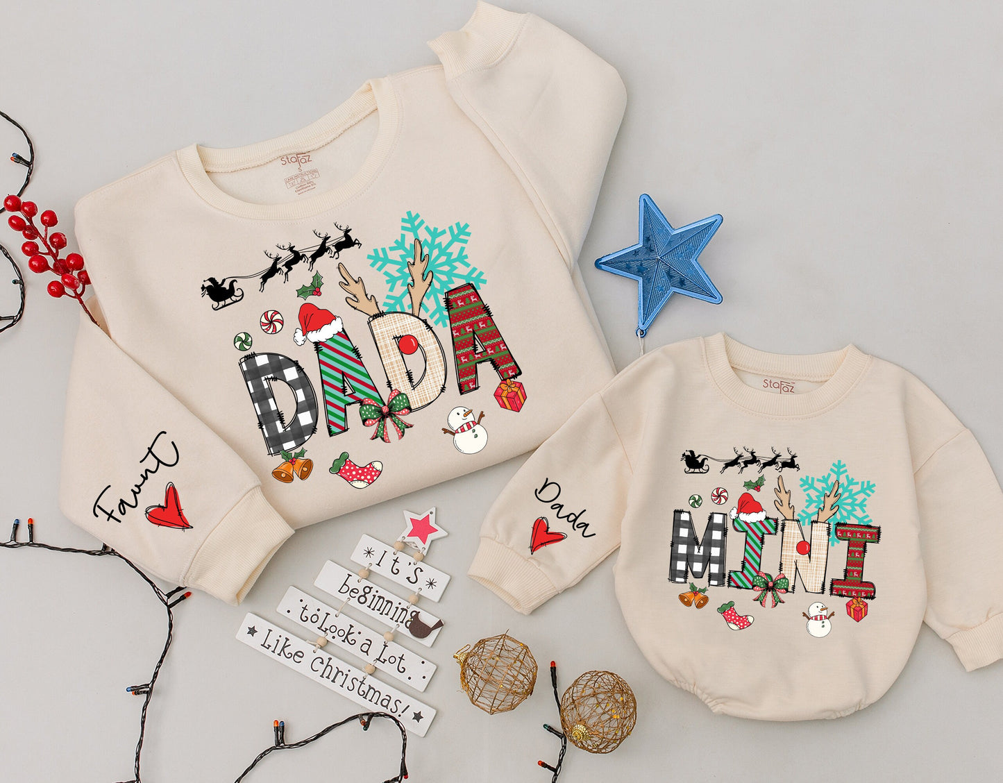 Dad & Baby Matching Sweatshirt Set, Cozy Xmas Outfit, Family Gift