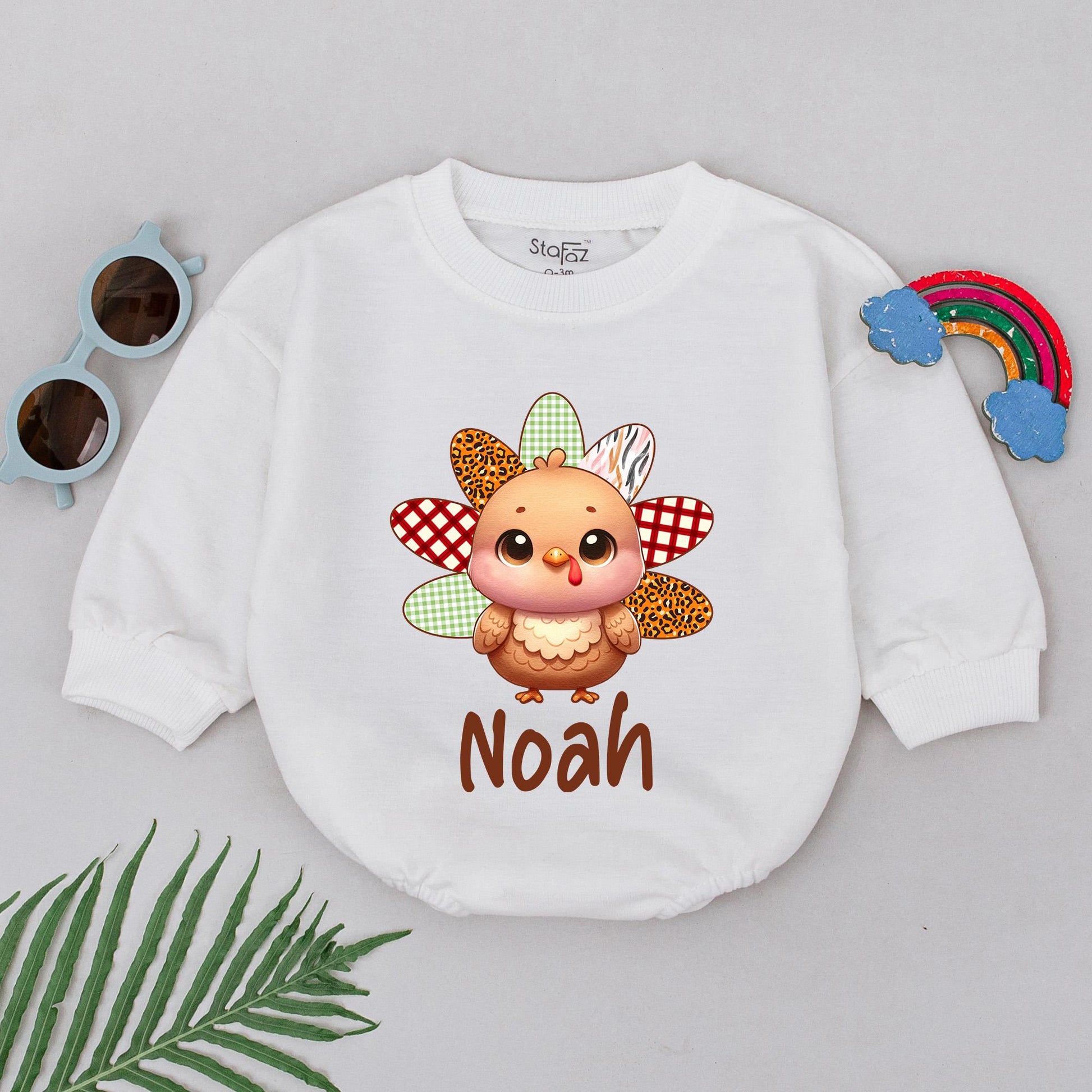 Thanksgiving Turkey Baby Romper | Personalized 1st Birthday Outfit