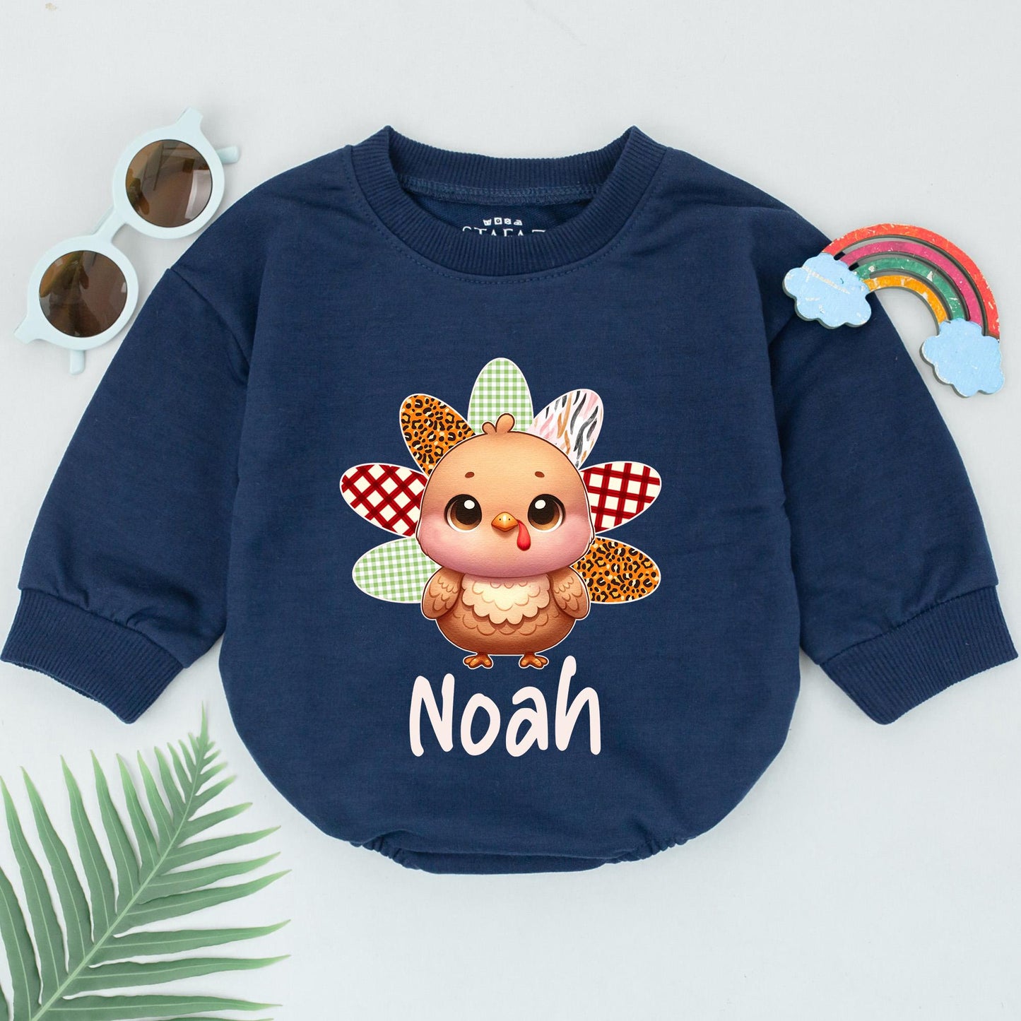 Thanksgiving Turkey Baby Romper | Personalized 1st Birthday Outfit