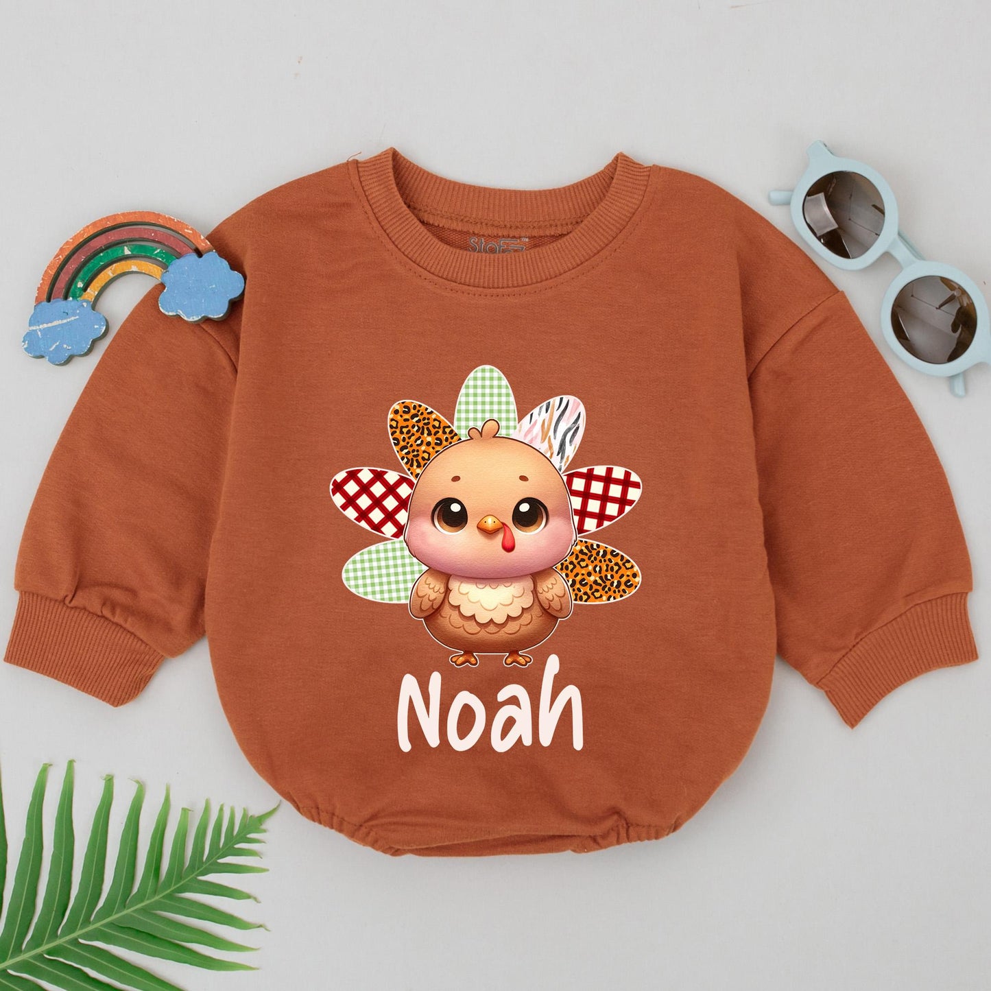 Thanksgiving Turkey Baby Romper | Personalized 1st Birthday Outfit