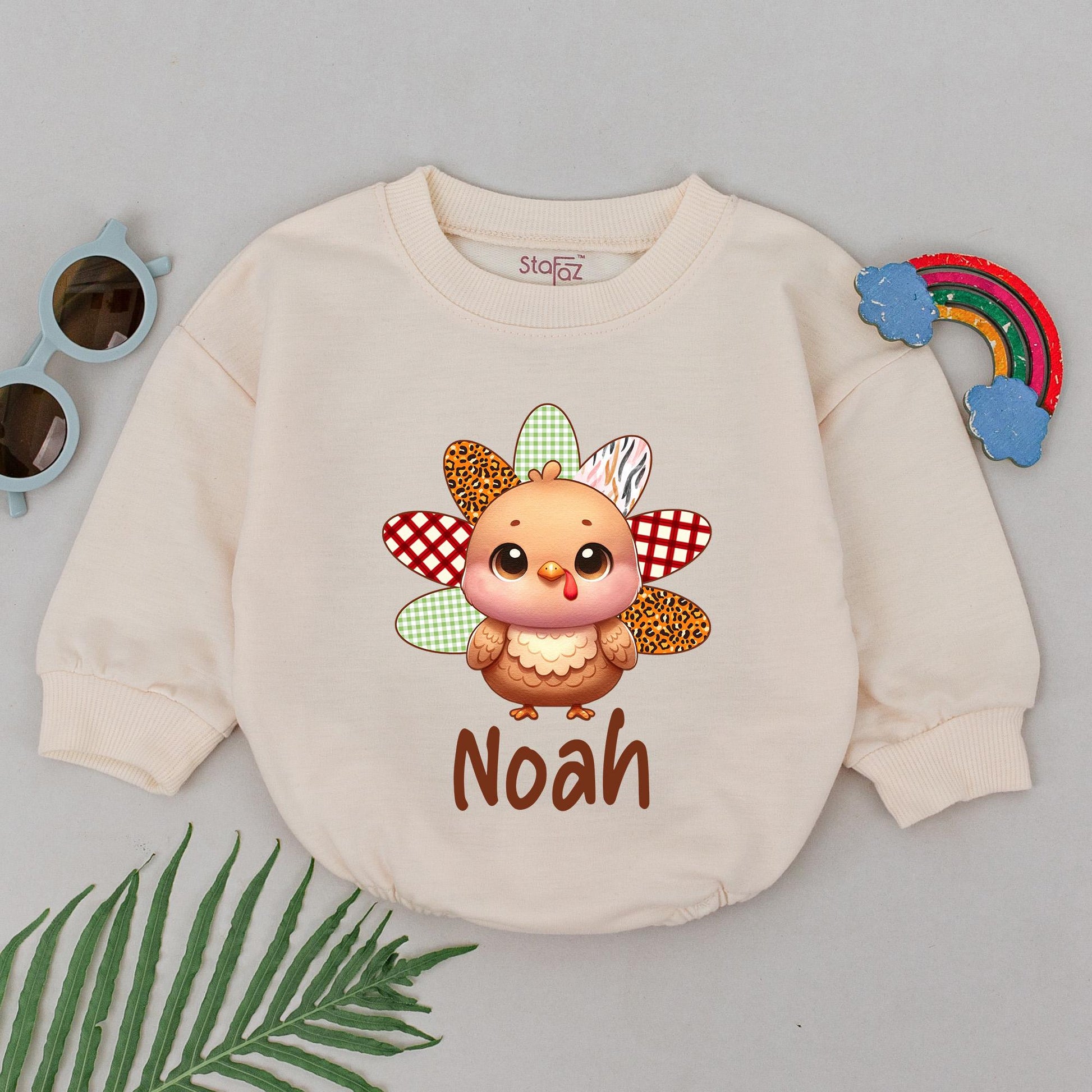 Thanksgiving Turkey Baby Romper | Personalized 1st Birthday Outfit